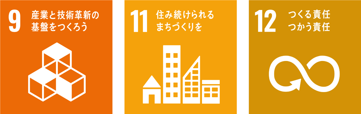 産業と技術革新の基板をつくろう　住み続けられるまちづくりを　つくる責任つかう責任